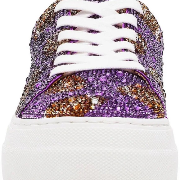 Blue by Betsey Johnson Sidny Football Print Rhinestone Platform Sneakers - Picture 5 of 6